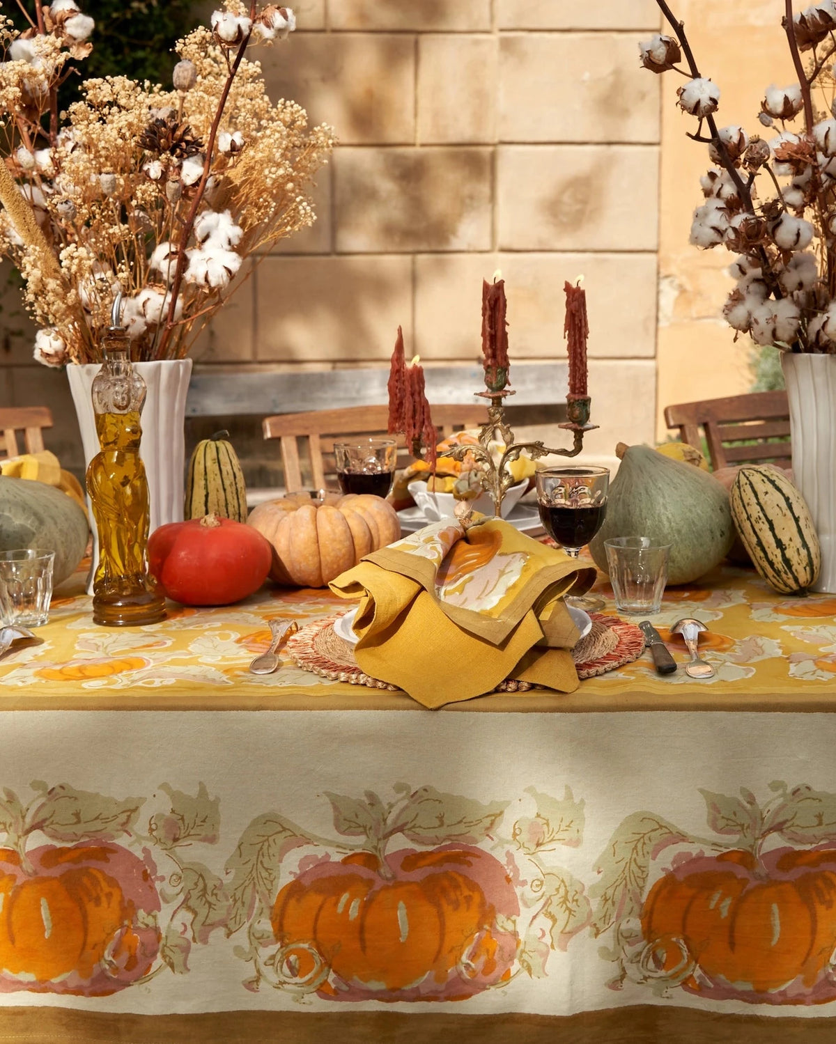 Pumpkin Orange & Mustard Tablecloth