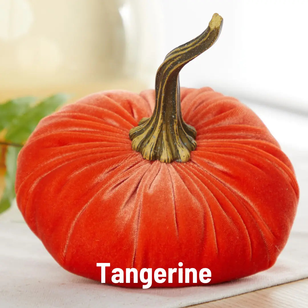 Tangerine Velvet Pumpkin Trio — Handcrafted Set of 3