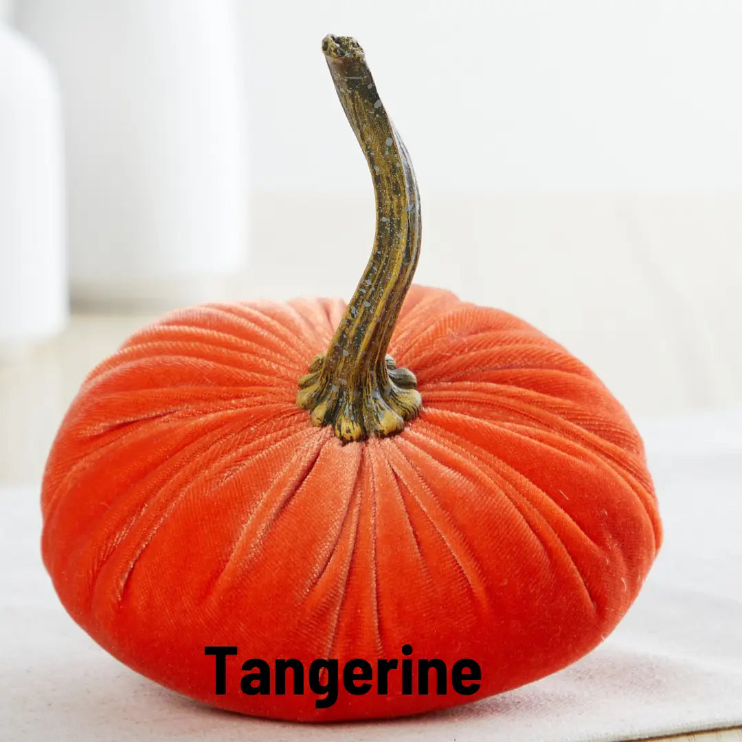 Tangerine Velvet Pumpkin Trio — Handcrafted Set of 3